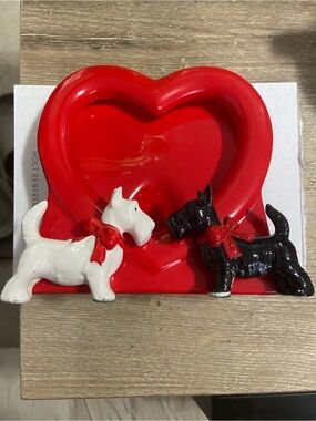 Vintage EATON Collection Japan Red Heart & Dogs Ceramic Picture Frame